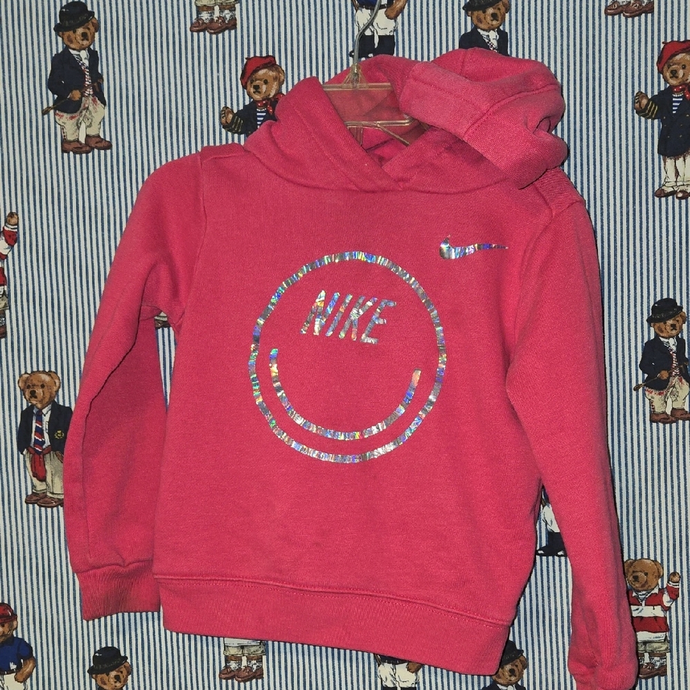 Nike Pink Girls Iridescent Hoodie Nike Smiley 3t 2-3 Years